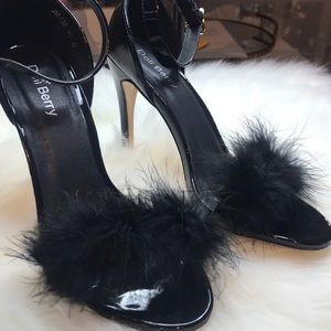 Black Fluffy Sexy Heels
